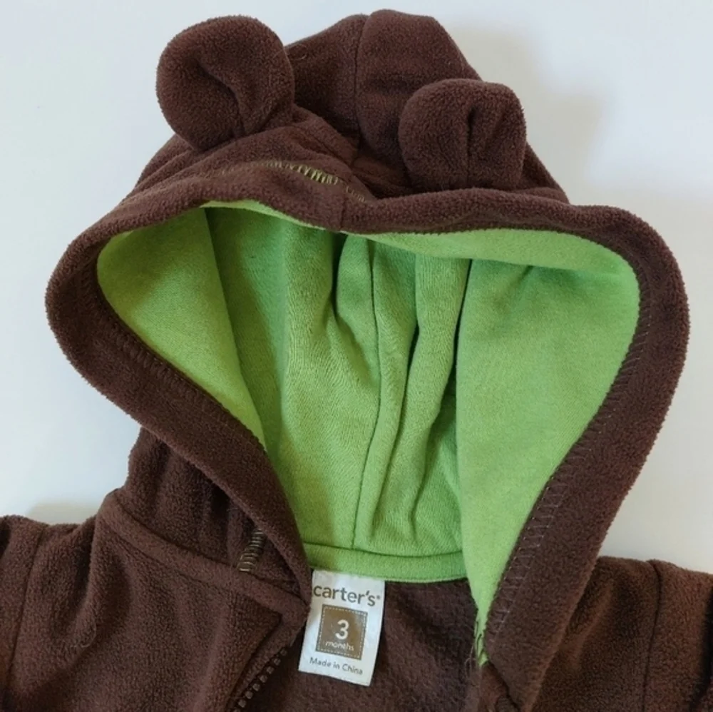 Brown Bear Fleece 2 Piece Outfit Carters 3 Month Infant Halloween Costume - Picture 2 of 4